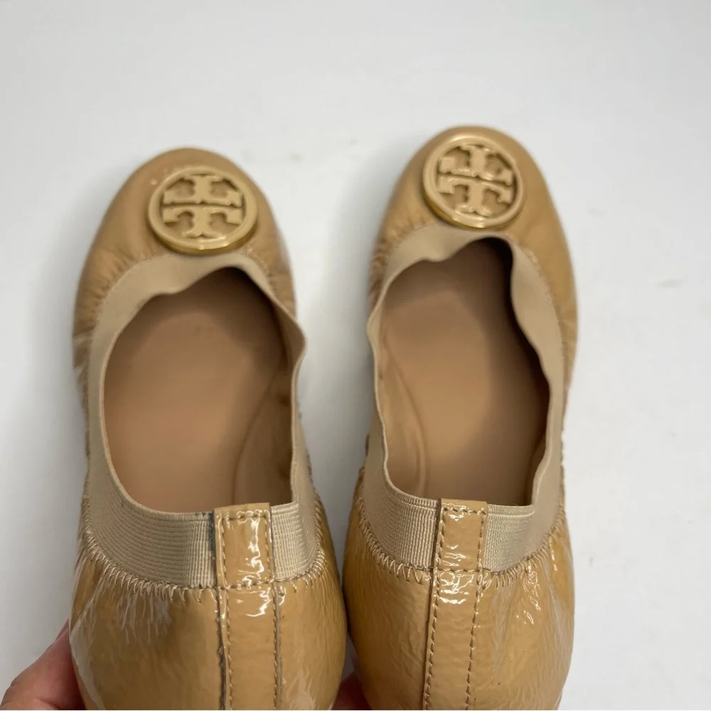 TORY BURCH Caroline Elastic Patent Leather Ballet Ballerina Flats Size 7